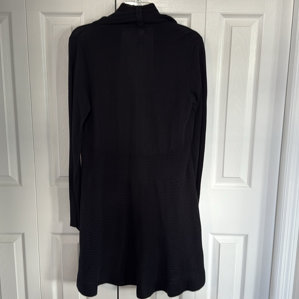 *LIKE NEW* White House Black Market Deep Black Open Cardigan w/ Drape Front - M - Picture 9 of 13